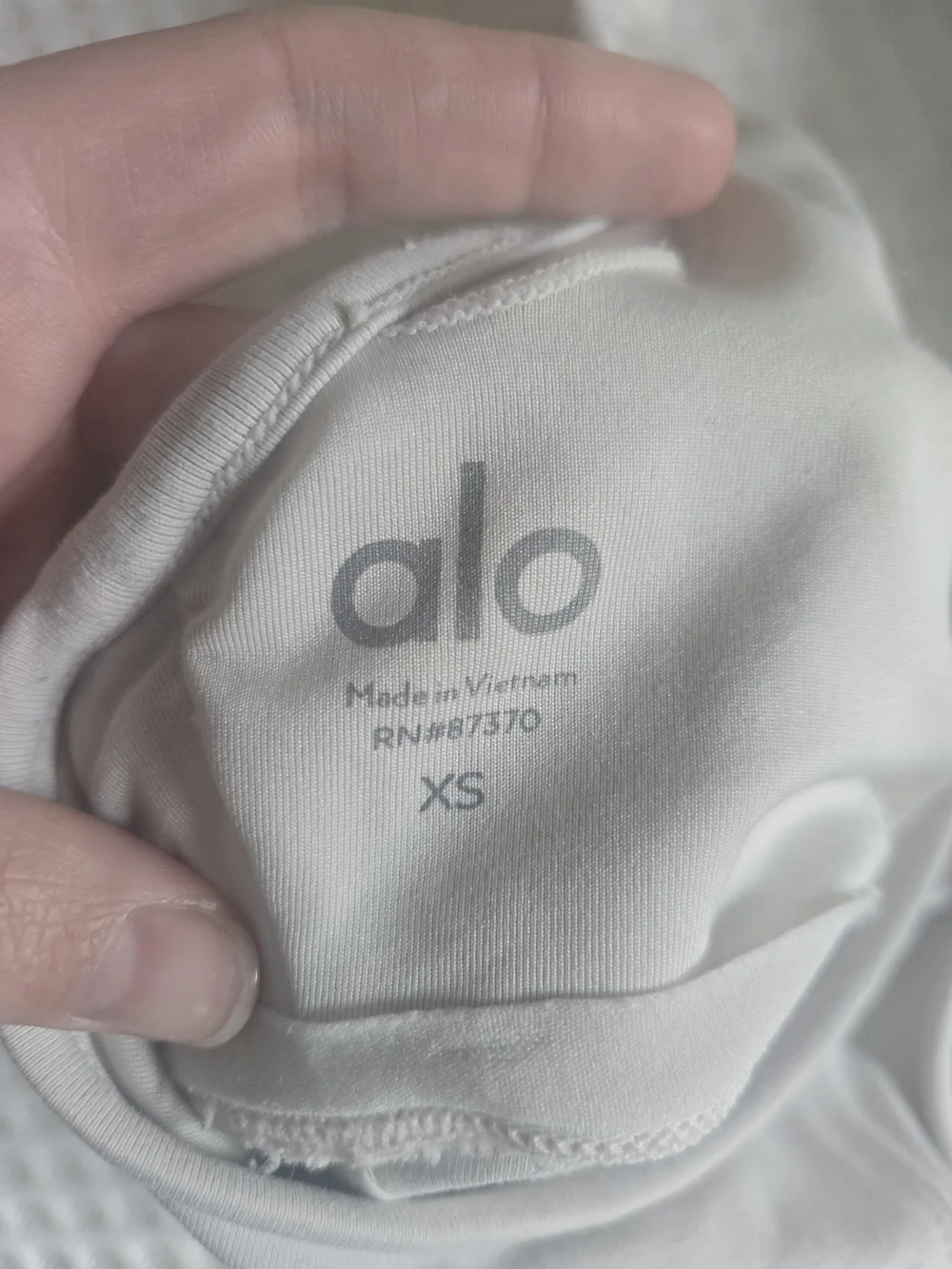 ALO White & Bone Colored Ruched Front Sports Bra